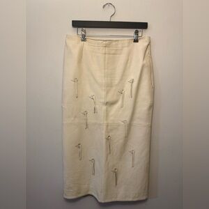 Tibi Cream Midi Skirt with Knot Accents